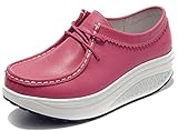 DADAWEN Women's Leather Strength Fitness Walking Sneaker