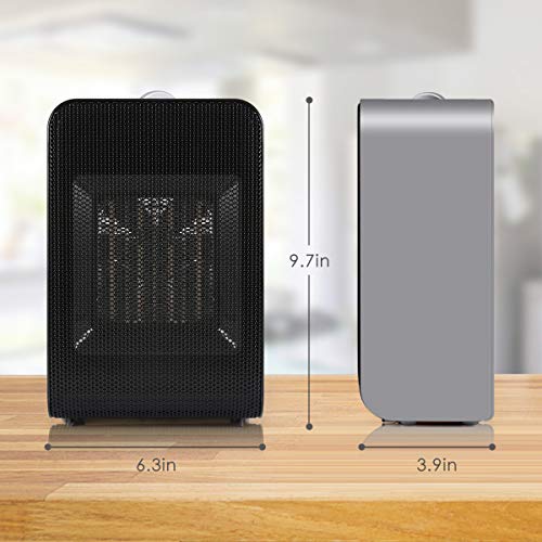 Ceramic Space Heater, Cakie Fast Heating Fan with Auto Shut Off Portable with Adjustable Thermostat for Home Bedroom Personal Desk Heaters for Office,  Electric Heater