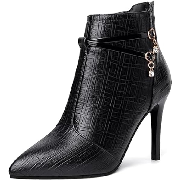 Amazon.com | Women's Leather Studded Stiletto Ankle Boots Sexy