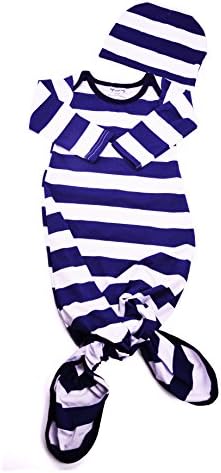 Infant Baby Tie Nightgown and Matching Hat | Sleep Gown With A Tie Bottom | Boy Girl Unisex | Soft Stretchy Cotton