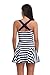 Leoparts Women's Stripe Swimwear Crossover One Piece Swimdress Skirted Swimsuit with Boyshort