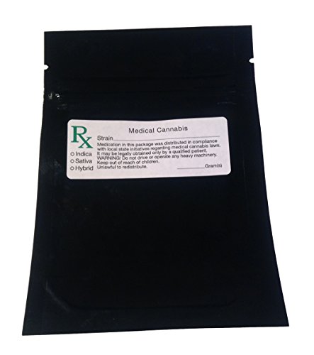 100 Smell Proof Marijuana Cannabis Bags (w/ Rx LABEL) 3.1 100 Smell Proof Marijuana Cannabis Bags (w/ Rx LABEL) 3.1