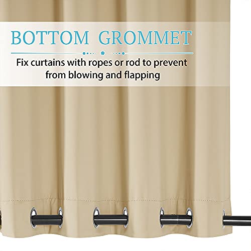 RYB HOME 2 Panels Outdoor Patio Curtains Weighted Waterproof Drapes