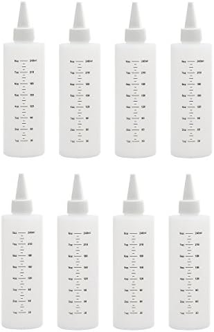 Vercery Easy Squeeze Squirt Plastic Bottles with Leak-Proof White Cap, BPA Free, 8 oz, Set of 8