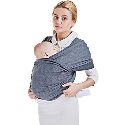 Lekebaby Baby Wrap Carrier Infant Carrier Sling Baby Wearing Wrap Perfect  for Newborn and Infants Up to 35 lb(Grey)
