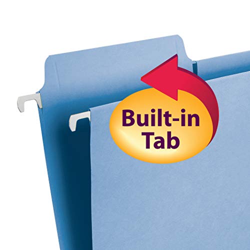 Smead FasTab Hanging File Folder, 1/3Cut Builtin Tab, Letter Size