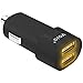 VOJO Dual USB 3.4 amp Car Charger w/ Light BULLET [Black], 12v to 5v Cigarette Lighter Adapter with 2 Adaptive Fast Port for Apple iPhone 7 Plus, 6s 6+, iPad 4 Mini 3 Air 2 Pro, Android Phone & Tablet