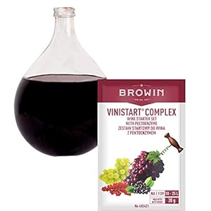 Browin 400401 Vinistart Complex voor 10-25 l witte en rode wijn van fruit, tot 17% alcohol, wijngist, met voedingszout…