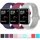 Pack 3 Compatible with Apple Watch Band 40mm Series 4, Soft Silicone Band Compatible iWatch Series 4, Series 3, Series 2, Series 1 (Navy Blue/Wine Red/Gray, 38mm/40mm-M/L)