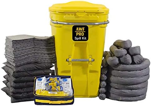 65 Gallon Universal Spill Kit Plus Protection Kit, Pro Grade,150 PC: Wheeled Cart, 100 Heavy Duty Pads 15x19, 6 Socks 12, 7 Socks 4', 8 Pillows,Tyvek Suits,Boot Covers,Googles,Gloves,Bags & Sign