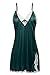 Ekouaer Women's Silk Lingerie Sleepwear Short Nightgown, Hunter Green, Medium