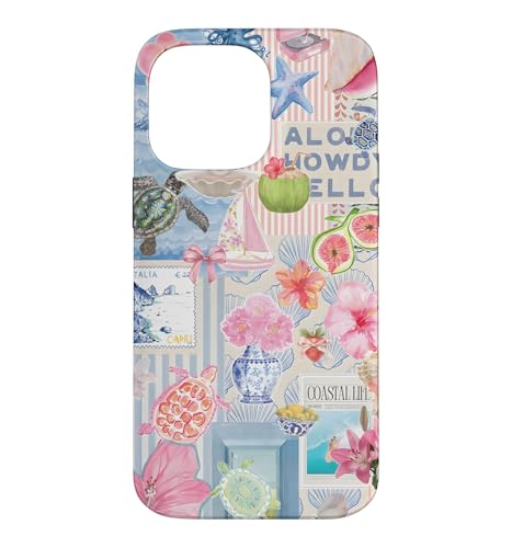 Beachy Blue Coquette Coastal Collage Preppy Cute Aesthetic Case for iPhone 14 P…