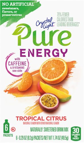 CRYSTAL LIGHT PURE ENERGY TROPICAL CITRUS ON-THE-GO POWDERED DRINK MIX 6 COUNT