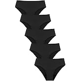 TIICHOO Period Underwear for Women Seamless Leakproof Underwear 30ml Absorbency Period Bikini 5 Pack (Medium,Black 5 Pack)