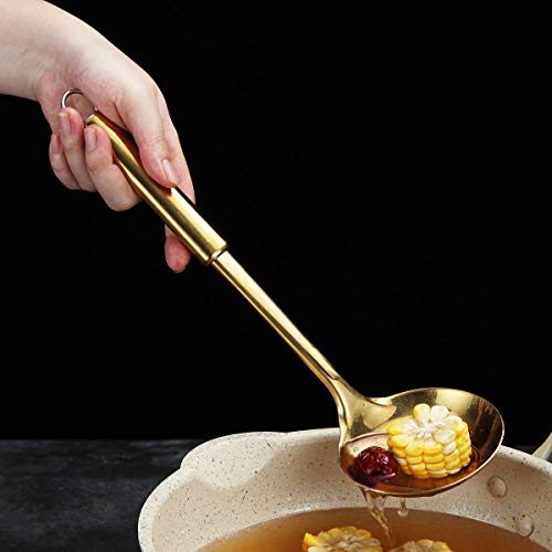 Berglander Cooking Ladle, Stainless Steel Gold Soup Ladle Soup Spoon
