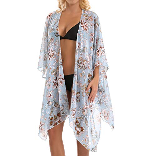 Women Kimono Cardigan Summer Printed Floral Shawl Beach Cover Up Sunscreen Bikini Blouse