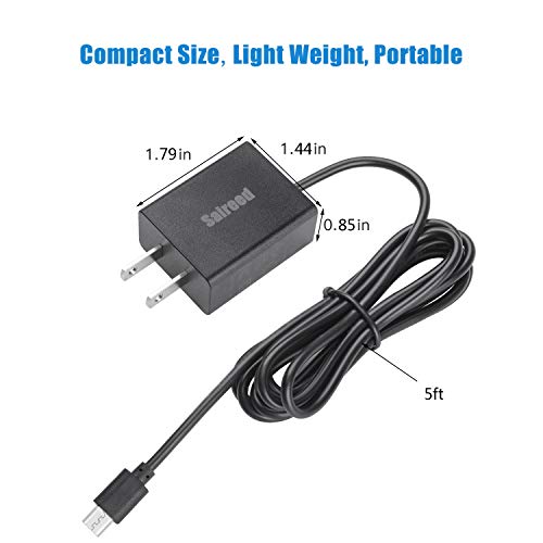 Saireed Relacement Charger for Kindle Paperwhite,UL AC Charger for Amazon Kindle Paperwhite E-Reader Model DP75SDI EY21 PQ948KJ Oasis w/ 5 Foot Built-in Power Cord Cable