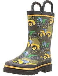 Western Chief Kids Waterproof Printed Rain Boot with Easy Pull On Handles, Tractor Tough, 6 M US Toddler