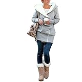 Amoin Women's Zip Up Plush Lining Warm Long Sleeve Hooded Coat Fashion Hoodie
