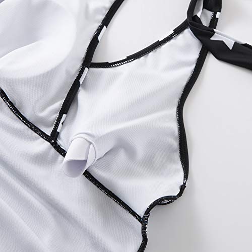Maternity Bikinis Tankini Halter Swimsuit One Piece Pregnant Beachwear Black with White Stars L - Thumbnail 4