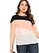 Romwe Women's Color Block Blouse Short Sleeve Casual Slim Tee Shirts Tunic Tops Pink XL
