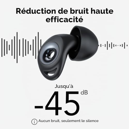 Bouchon D'oreille Pour Dormir, Boule Quies en Silicone Anti Bruit 45 dB