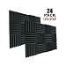 24 Pack Acoustic Foam Panels 2" X 12" X 12" Soundproofing Studio Foam Wedge Tiles Fireproof - Top Quality - Ideal for Home & Studio Sound Insulation (24pack, Black)