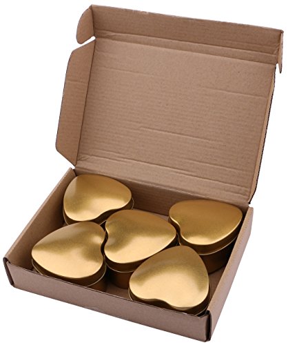 Dedoot 5PCs Heart Shape Mini Metal Tinplate Decorative Gift Box Containers for Jewelry Storage,Treasure Collection,Wedding Candy Treat Gift Wrap Boxes Home Table Decoration (Gold)