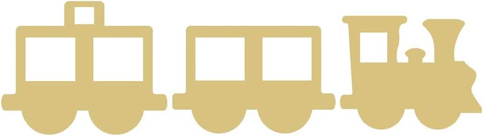 unfinished wooden train set