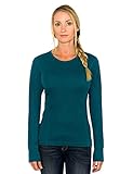 Woolx Hannah - Women's Merino Wool Top - Midweight, Moisture Wicking Merino Wool Base Layer, Medium, Midnight Teal