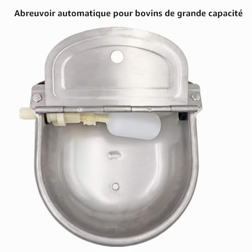 Automatic Cattle Drinker Large Capacity Stainless Steel Automatic Bowl Cattle Drinking Bowl for Horses Goats with Adjustable Float Valve and Drainage Hole