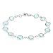 25.00 Ct Checkerboard Round Blue Topaz 925 Sterling Silver Gemstone Birthstone 7 Inch Bracelet with 1 Inch ext