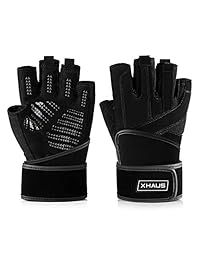 Xhaus - Guantes de entrenamiento para levantamiento de pesas con muñequera, transpirables y antideslizantes, protección completa de la palma, para hombres y mujeres, para levantamiento de pesas, entrenamiento cruzado, ciclismo, crossfit, colgar, dominadas