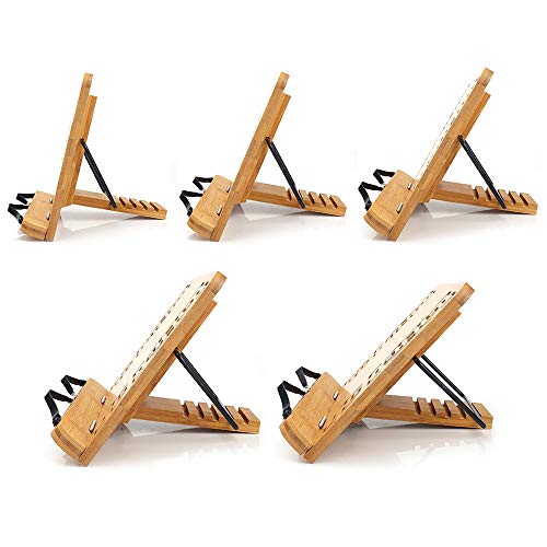 image for BamBoo Book Stand - wishacc Reading Rest holder Cookbook Cook Stand/Fo