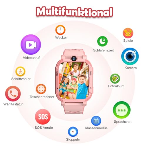 Blackview Children's Smart Watch, GPS, Can Insert SIM Card, Watch with 4G Video Calls, SOS Emergency Call, Phone Call, Voice Chat, SMS, School Mode, Pedometer, Children's Watch for Girls and Boys