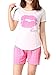 Ventelan Women's Short Sleeve Pajama Sets Sweet Kisses Printed Summer Sleepwear, Shorts Pink, Large