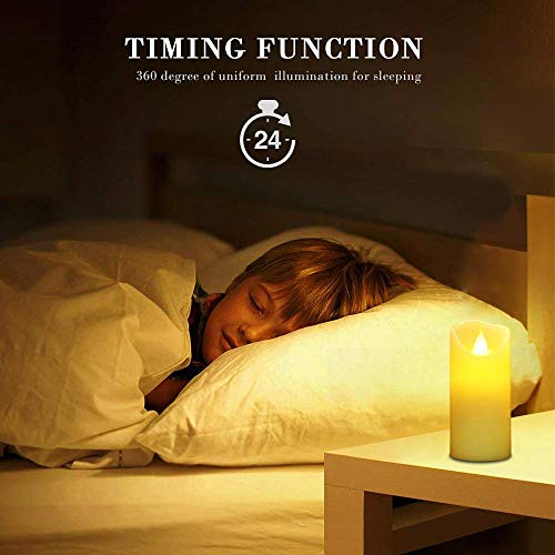 Da by Flameless Candles, Led Candles Set of 9(H 5" 5.5" 6" 7" 8" 9" xD 2.1") Ivory Real Wax Battery Candles (Batteries not Incl) with 2 Remote Timers - Thumbnail 4
