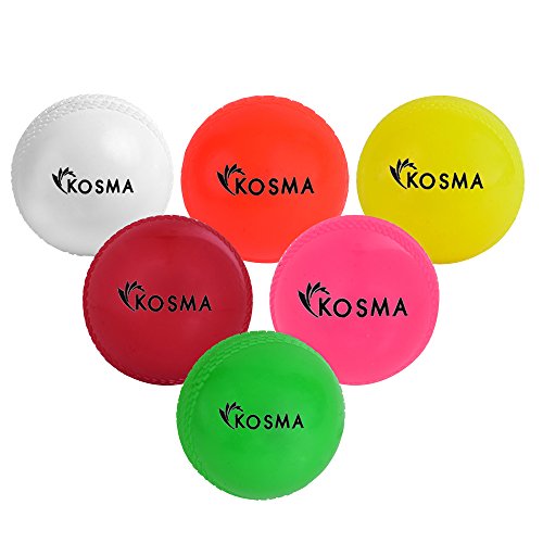 Kosma Set of 6 Wind Ball Cricket Ball | Soft Training Balls | Sports & Outdoors (White, Orange, Green, Red, Yellow, Pink)
