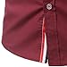 Mada Mens Casual Short Sleeve Dress Shirt Solid Color Slim Fit Shirts  Wine Red,Asian XX-Large/US Medium