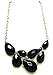 LUX ACCESSORIES Faceted Black Teardrop Gemstone Rhinestone Bib Statement Chain Necklace