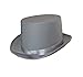 Silver Grey Sateen Top Hat Formal Wear w/ Ribbon Accents