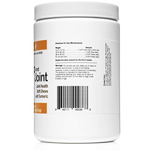 waggedy Advanced Hip and Joint Turmeric, Dog Supplements for Joints and Hips w/Glucosamine for
