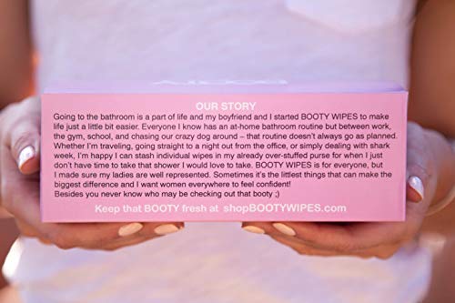 BOOTY WIPES for Women | 30 Premium Individually Wrapped Wet Wipes for Travel | Flushable Wipes for Adults | Personal Wipes with Vitamin-E & Soothing Aloe | 100% Natural Nonwoven & Biodegradable