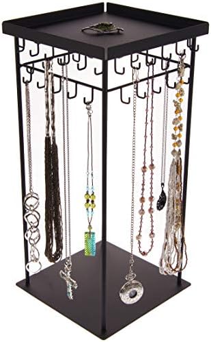 回転スピナー ラージロングネックレスホルダー オーガナイザー ペンダント トール ジュエリーディスプレイスタンド 吊り下げ収納ラック