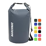 MARCHWAY Floating Waterproof Duffel Dry Bag Backpack 5L/10L/20L/30L/40L, Roll Top Pack Sack Keeps Gear Dry for Kayaking, Rafting, Boating, Swimming, Camping, Hiking, Beach, Fishing (Grey, 10L)