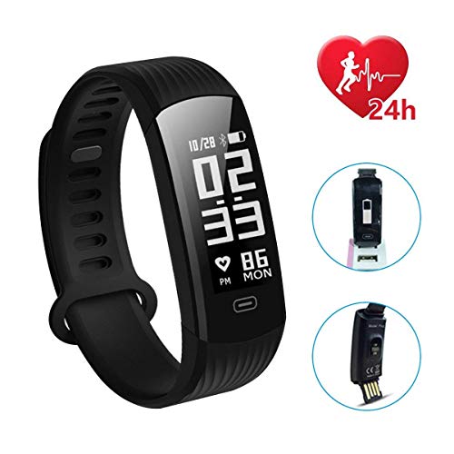 Fitness Tracker HR, PLUSARGENT Activity Tracker Watch with Heart Rate Monitor, Waterproof Smart Fitness Band with Step Counter, Calorie Counter, Pedometer Watch for Kids Women and Men