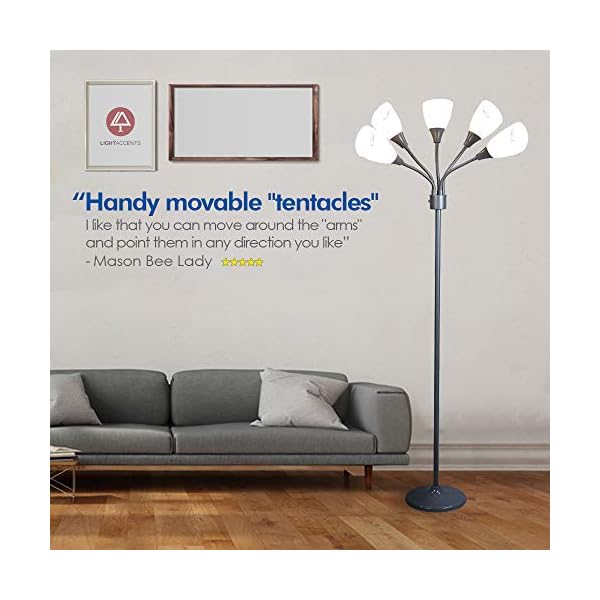 light accents medusa grey floor lamp with white acrylic shades