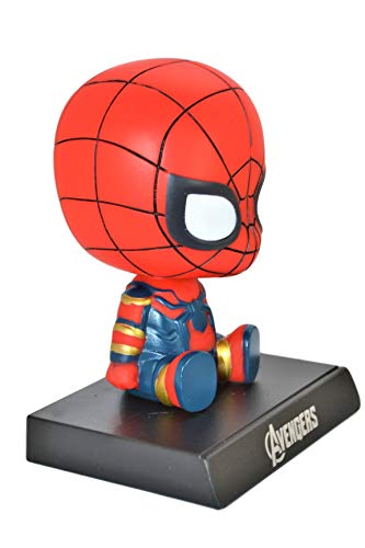 Cell Phone Holder PVC Bobble Head Figure Car Dashboard Office Home Accessories Ultra Detail Doll (Avengers Spider Man)