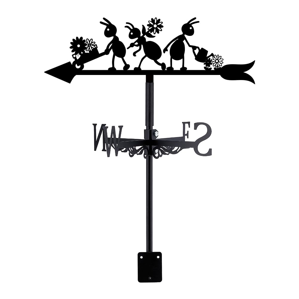 SUPERDANT Ant Weather Vane for Roof Mount Ant Flower Metal Weathervane Wind Vanes for Outside Roof Decor Black Wind Decorative Signs for Farmhouse Yard Farm Barn Sheds Garden Patio Decoration