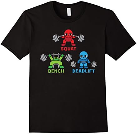 Mens Squat, Bench, Deadlift - Cute Cartoon Powerlifter T-Shirt 3XL Black